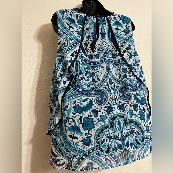 ALYX, size 1X, blue, teal, black, and white dressy tank. - Picture 9 of 9